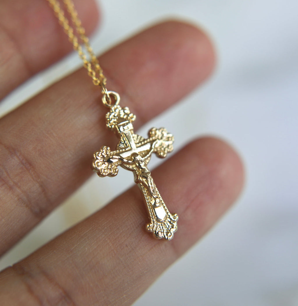 14k Gold Crucifix Necklace