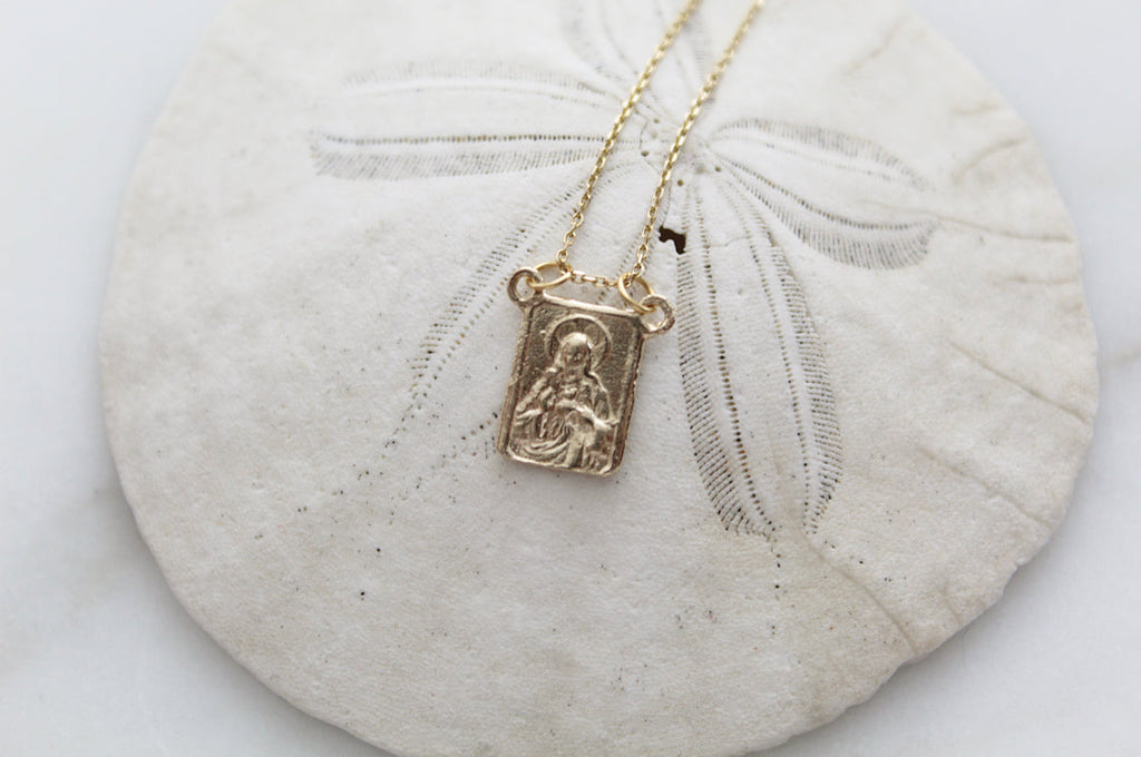 14k Gold Scapular Necklace