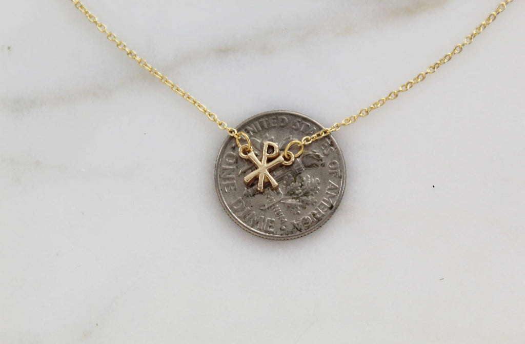 14K Gold Chi Rho Necklace