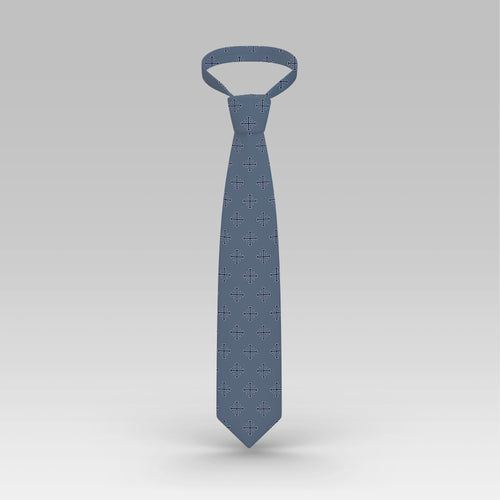Blue Jerusalem Cross Necktie with White Accents