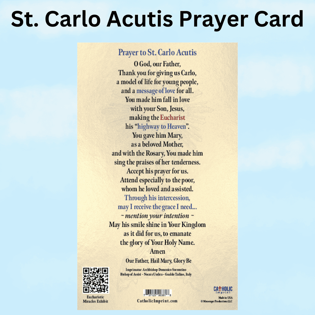 St. Carlo Acutis Canonization Prayer Card