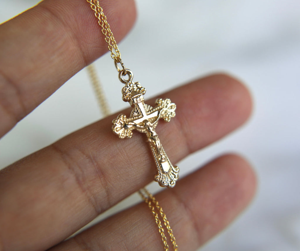 14k Gold Crucifix Necklace
