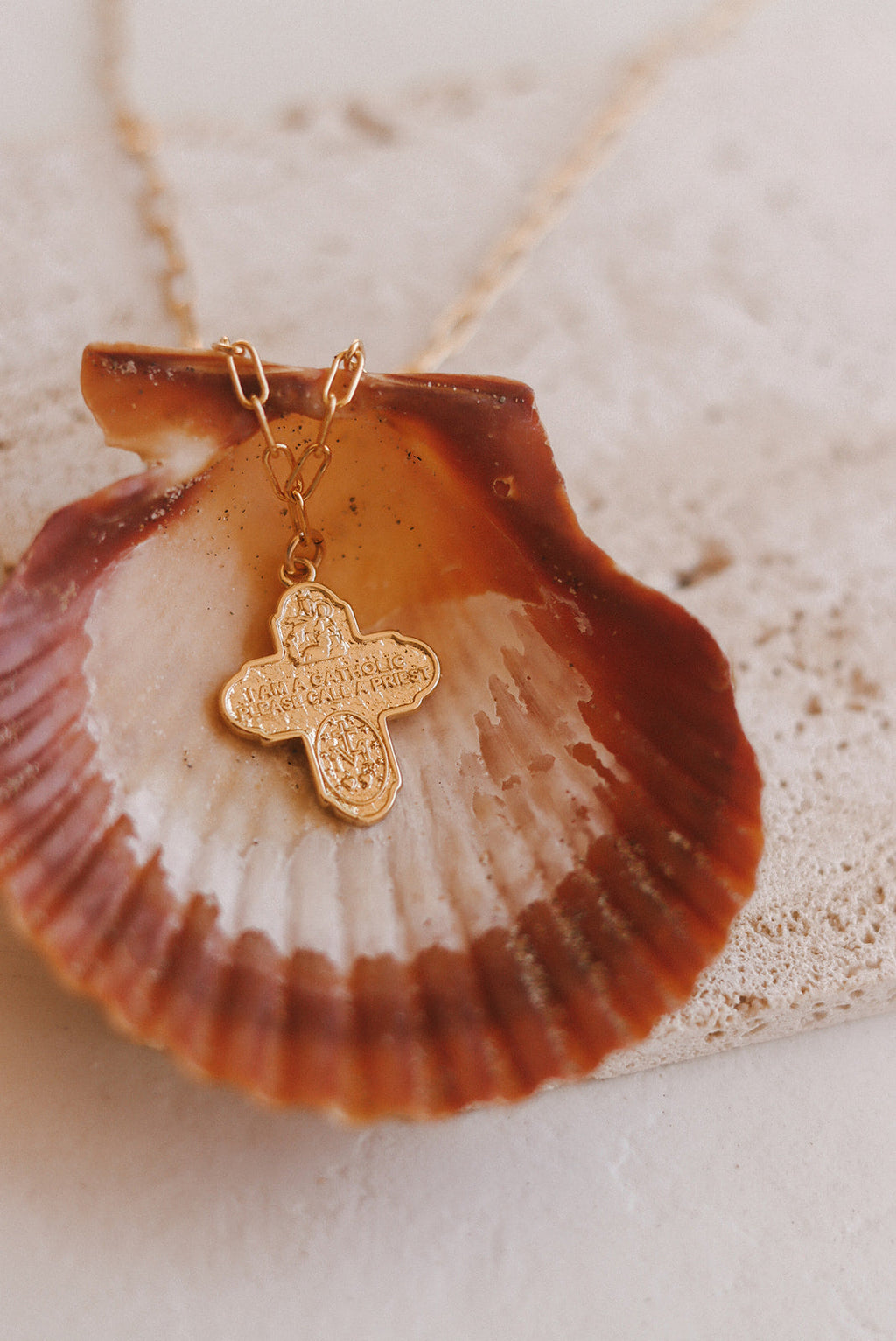 Four Way Cross Necklace - Paperclip Chain