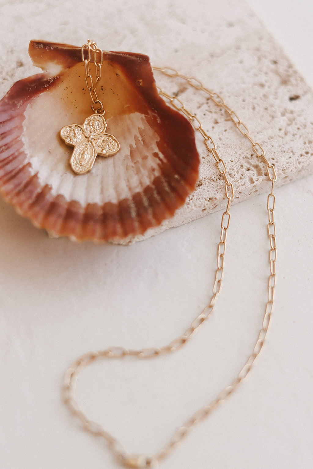 Four Way Cross Necklace - Paperclip Chain