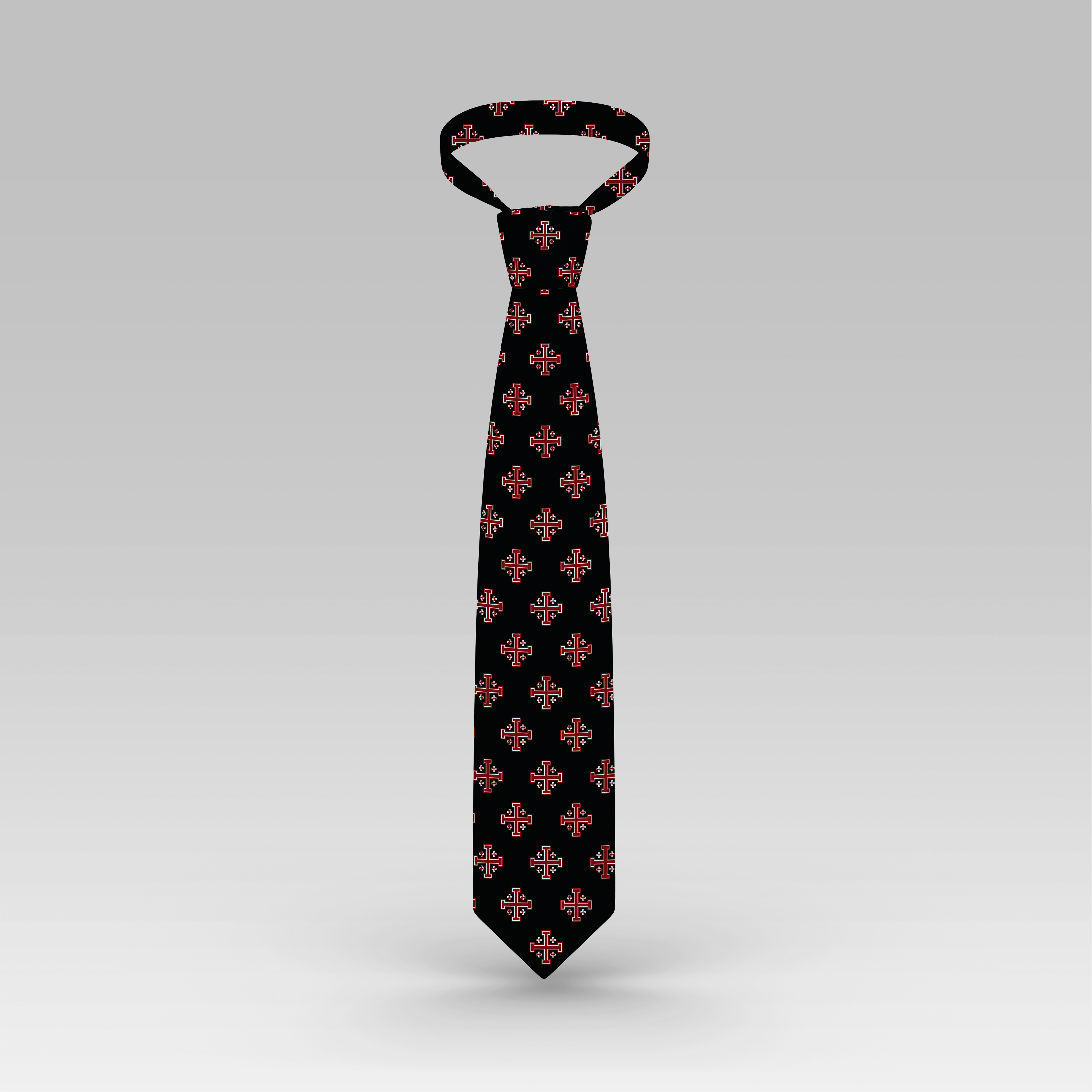 Red Jerusalem Cross with White Accents Necktie