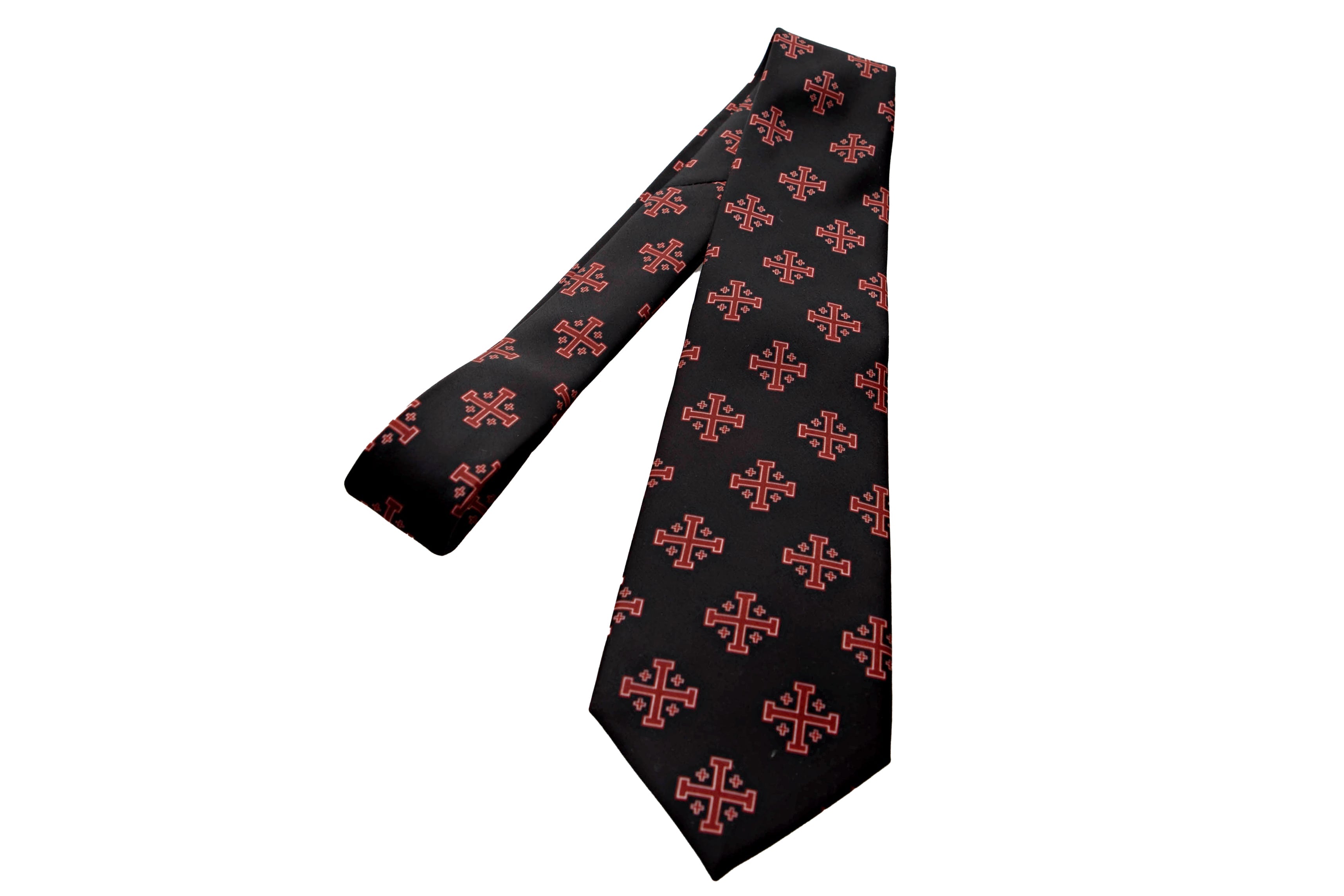 Red Jerusalem Cross with White Accents Necktie