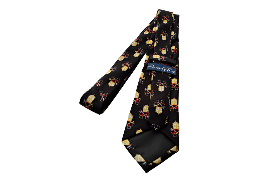 Papal Tiara and Keys Necktie Black