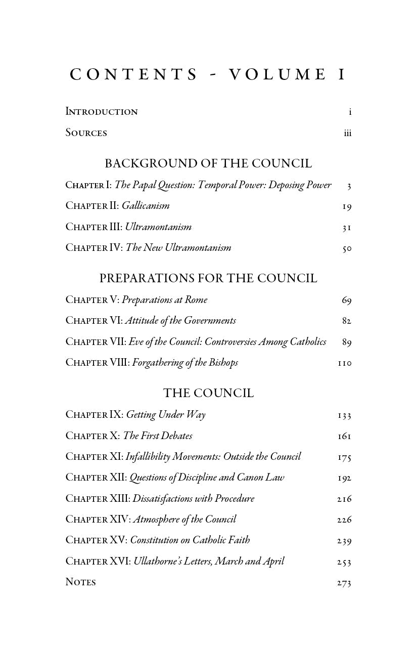 The Vatican Council, Volume I