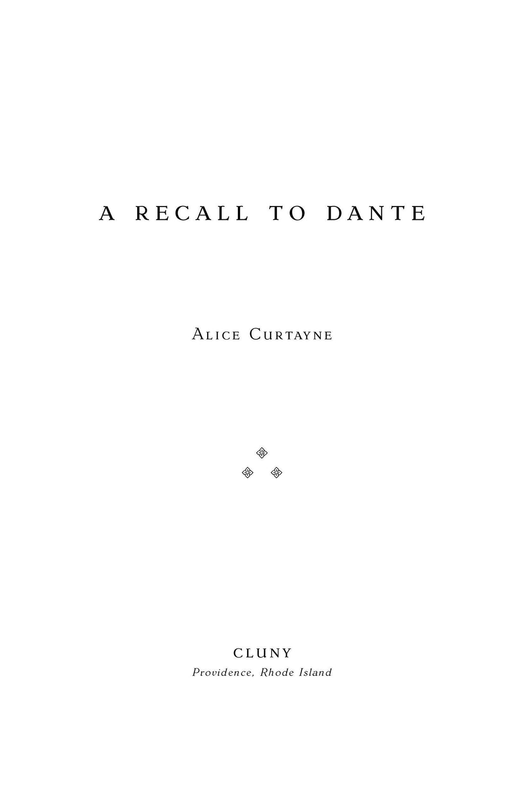 A Recall to Dante