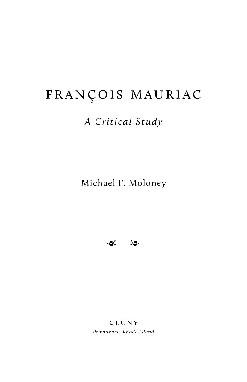 François Mauriac: A Critical Study