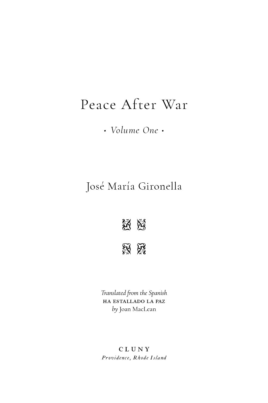 Peace After War, Vol. I
