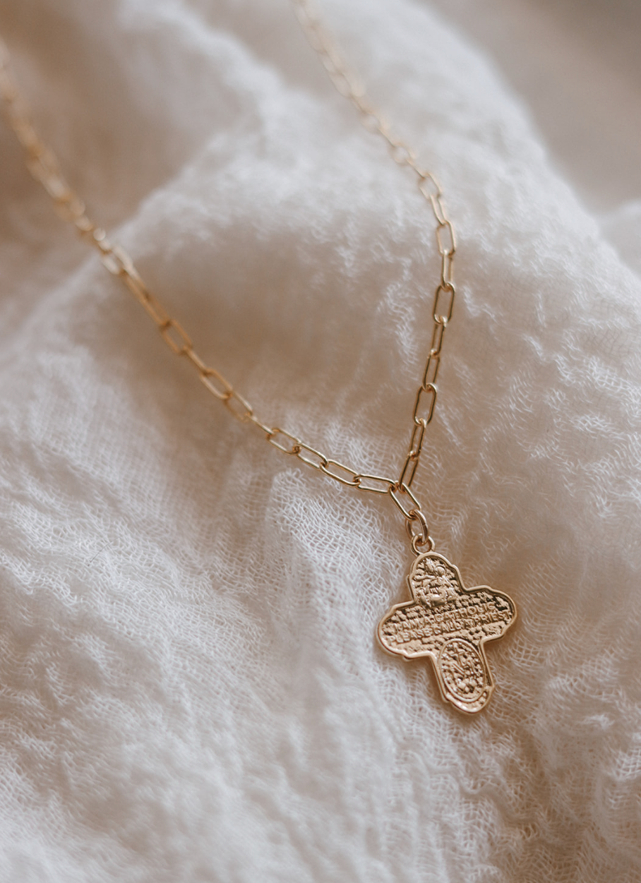 Four Way Cross Necklace - Paperclip Chain