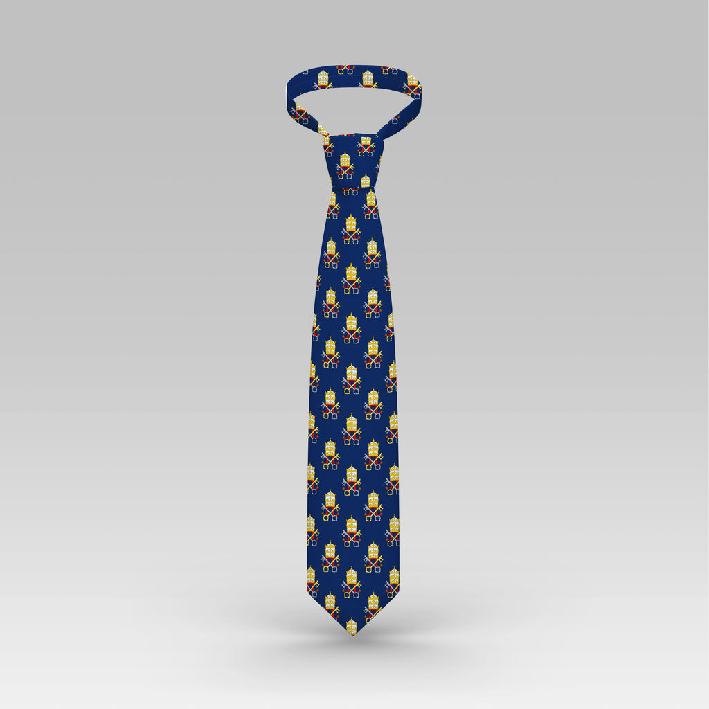 Papal Tiara and Keys Necktie Navy